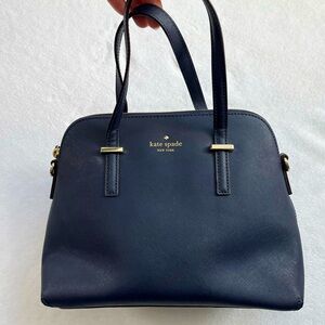 Kate Spade navy blue leather purse with removable crossbody strap